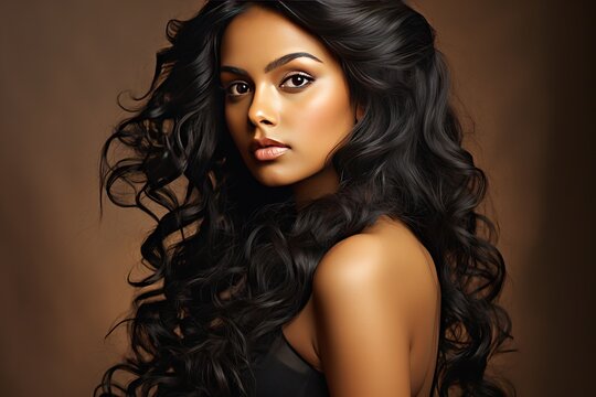 hair curly black long woman beautiful beauty brunette latin face fashion model people portrait sexy 20s adult attractive background body brown care indian portuguese clean closeup cute elegance eye