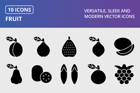Fruit Glyph Icons Set