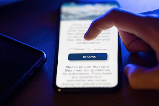 Clicking on upload button on smartphone app