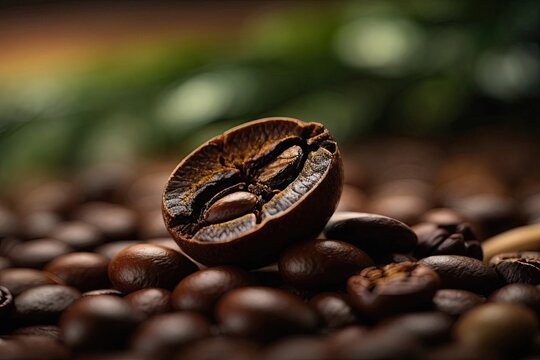 A single coffee bean in focus