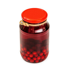 Red berry compote on a white background, isolated