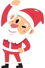 Cartoon santa claus doing side bend stretch exercise for design.