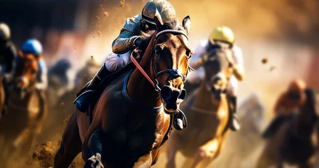 Poster 競馬場を駆ける馬と騎手 © Rossi0917