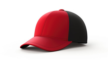 Fototapeta premium Red black cap in front view, mockup, white background