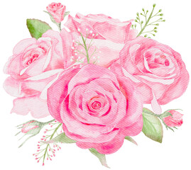 watercolor pink rose bouquet