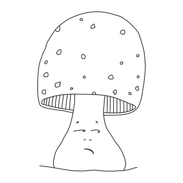 Illustrated fed-up mushroom