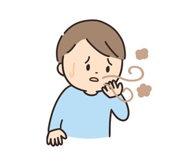 口臭に悩む男の子（主線あり）