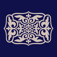 Round Pattern Mandala. Abstract design of Persian, Islamic, Turkish, Arabic vector circle floral ornamental border. Abstract Asian elements of the national pattern of the ancient nomads of the Kyrgyz