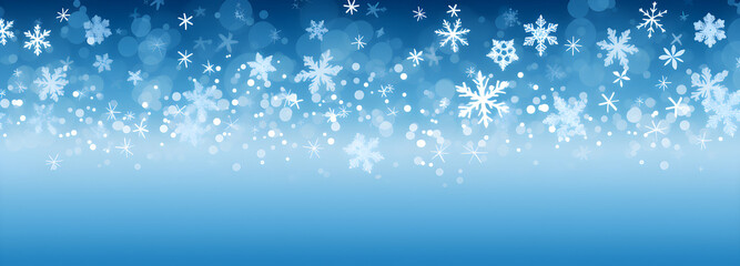 Merry Christmas and Happy new year,Holidays, birthday greeting card, frame, banner with snowflakes and snow blue background