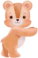 Fototapeta premium Watercolor Brown Color Teddy Bear Standing