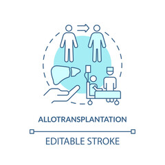 2D editable blue allotransplantation icon, monochromatic isolated vector, thin line illustration representing cell therapy.