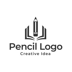 pencil vector illustration icon and logo of education on white background