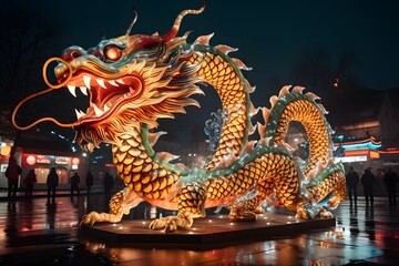 Obraz premium Majestic Chinese Dragon: Festive Atmosphere and National Style Colors