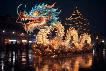 Enchanting Chinese Dragon: Captivating Centerpiece in Square's Festive Setting