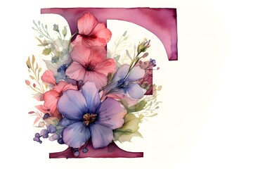 Whimsical Nursery Illustration: Letter '5' Clipart with Floral Accents