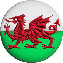 3D Flag of Wales on circle - 692956764