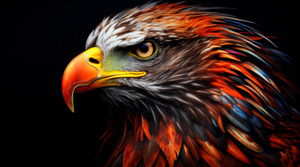Eagle large bird of prey on a black background - obrazy, fototapety, plakaty