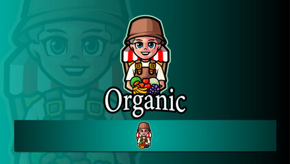 Organic mascot logo fruit men logo 