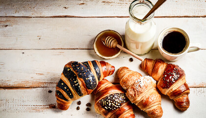 Starry Delights: National Croissant Day's Galaxy Pastries, Honey, Coffee and Milk