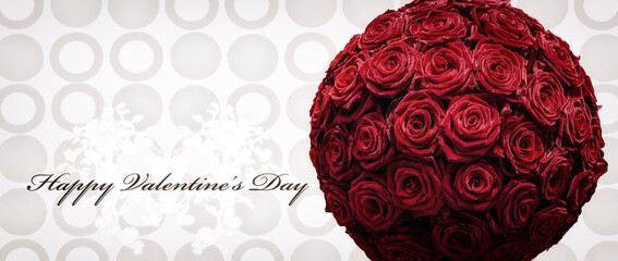 Romantische Grußkarte zum Valentinstag. Komposition aus roter Rose, die Romantik und Liebe...