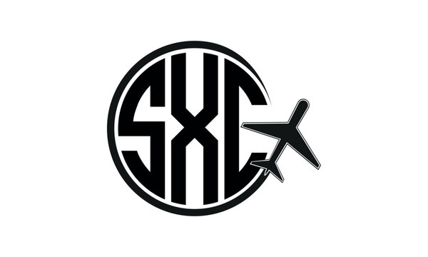 SXC three initial letter circle tour & travel agency logo design vector template. hajj  umrah agency, abstract, wordmark, business, monogram, minimalist, brand, company, flat, tourism agency, tourist 