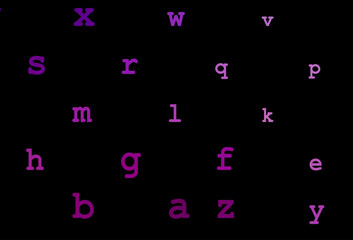 Dark purple vector layout with latin alphabet.