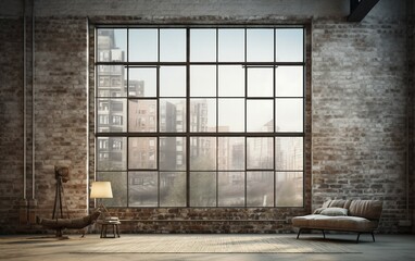 Industrial Windows Large steel-framed windows.
