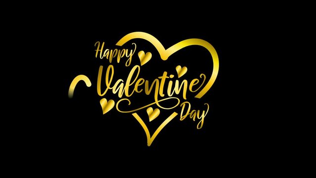text animation happy valentine's day on a black screen with handwritten style. animation text for opening video.