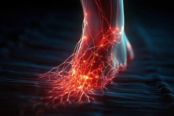 A tingling and numbness in the extremities, a sign of nerve compression or peripheral neuropathy. Concept of peripheral nerve discomfort. Generative Ai. - obrazy, fototapety, plakaty