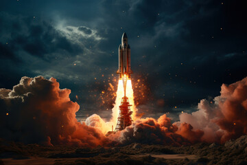 A rocket launching into the cosmos, embodying the aspirational and groundbreaking potential of...