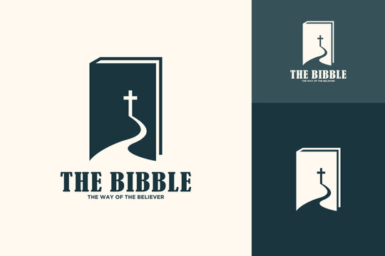 Holy book cross path of truth vector logo design