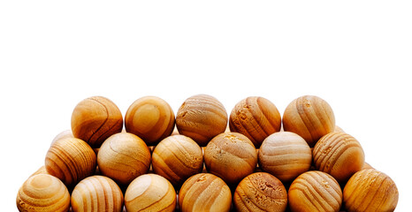 wooden sphere balls arranged in rows