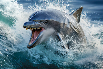evil bad attacking dolphin illustration © Andrea Izzotti