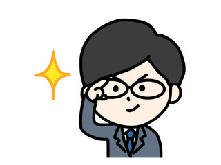 メガネが光る男性のイラスト②