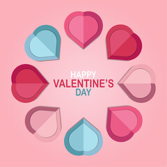 Valentine's day greeting card with heart shape. Suitable for Happy Valentine's day greeting card, poster and banner. Vector illustration.