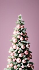 Christmas Tree with Pastel Background and Typical Christmas Lights