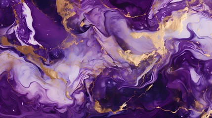Foto op Plexiglas Very beautiful purple marble pattern. Abstract art wallpaper. Art and Gold background. generative AI. © mhebub