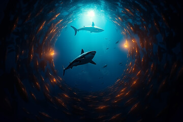 Celestial Shark Eclipse - a surreal composition