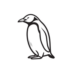 Penguin in cartoon, doodle style. Isolated 2d vector illustration in logo, icon, sketch style, Eps 10, black and white. AI Generative