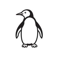Penguin in cartoon, doodle style. Isolated 2d vector illustration in logo, icon, sketch style, Eps 10, black and white. AI Generative