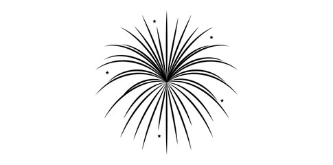 Doodle Fire Crackers Isolated On White Background, Fireworks Bursting Black Symbol Vector Illustration.