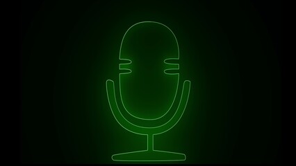 Fototapeta na wymiar Microphone simple icon. Voice recording podcast mic microphone button icon. Flat design. Microphone icon in neon style. podcast neon logo, neon line microphone icon.