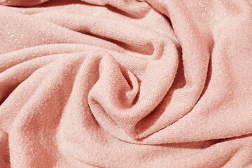 Wool texture peach color. Close up, Retro stile