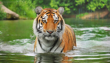 Naklejka premium Tiger walking in the water 