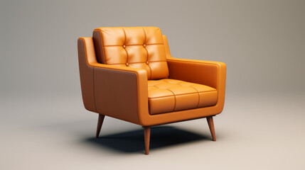 Empty living room wall mockup with modern orange armchair