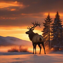 deer in the sunset