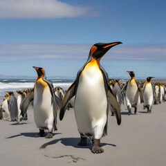 king penguins on the beach