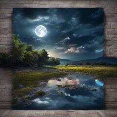 moon over lake