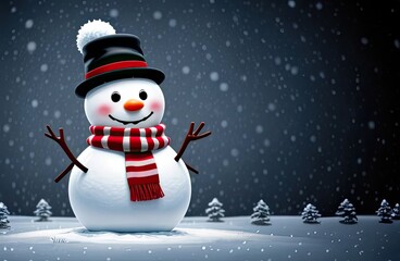 Fototapeta premium cute cartoon snowman in fantasy scence