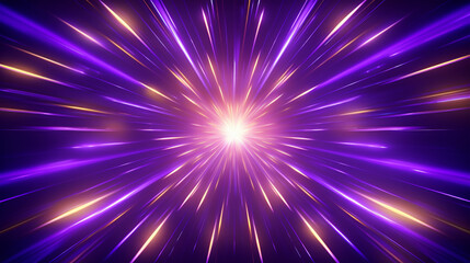 Neon light design showcasing a series of purple and gold sunbursts on a radiant 3D background